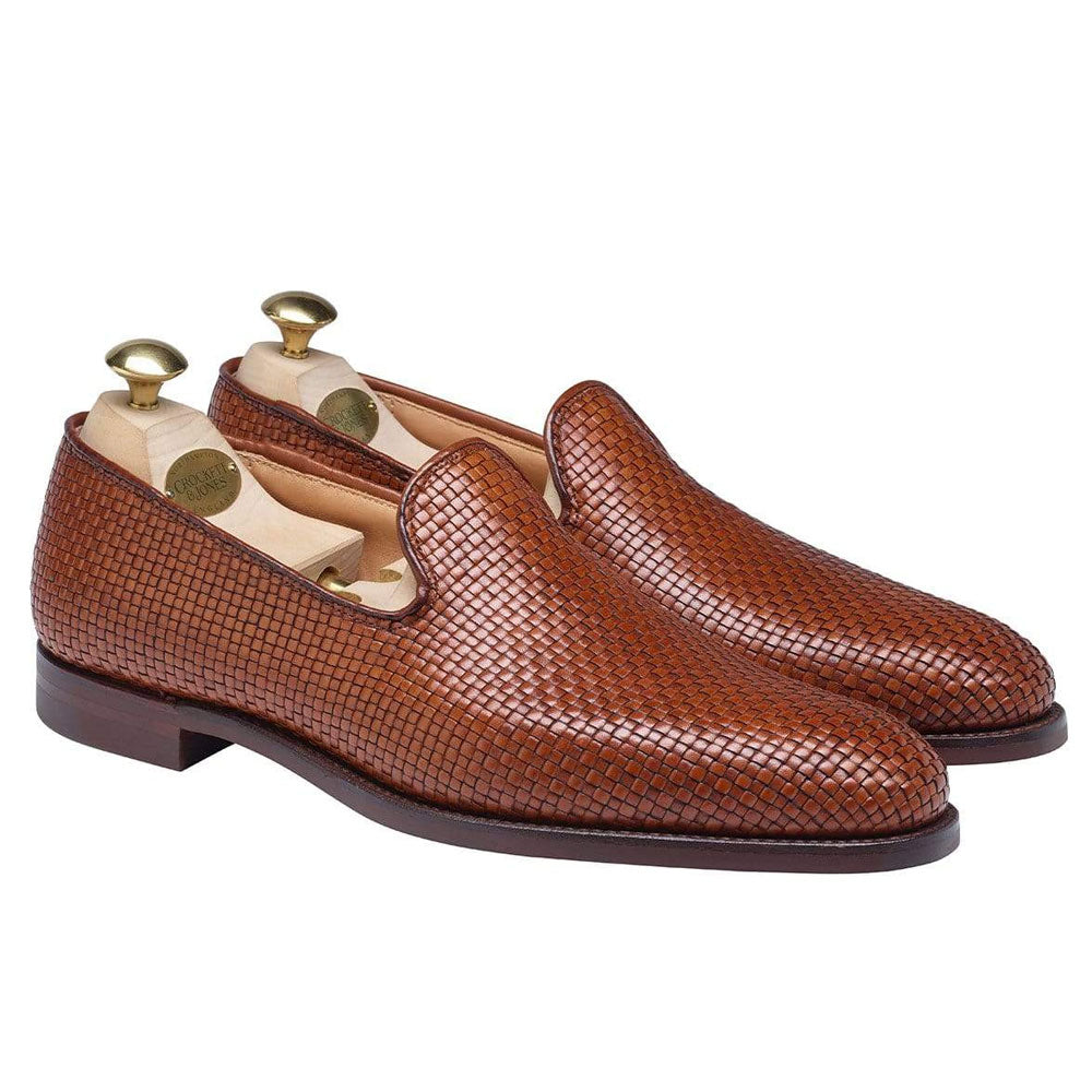 Men's Handmade Woven Calf Leather Formal Shoes - Tan - Hand Made by JB