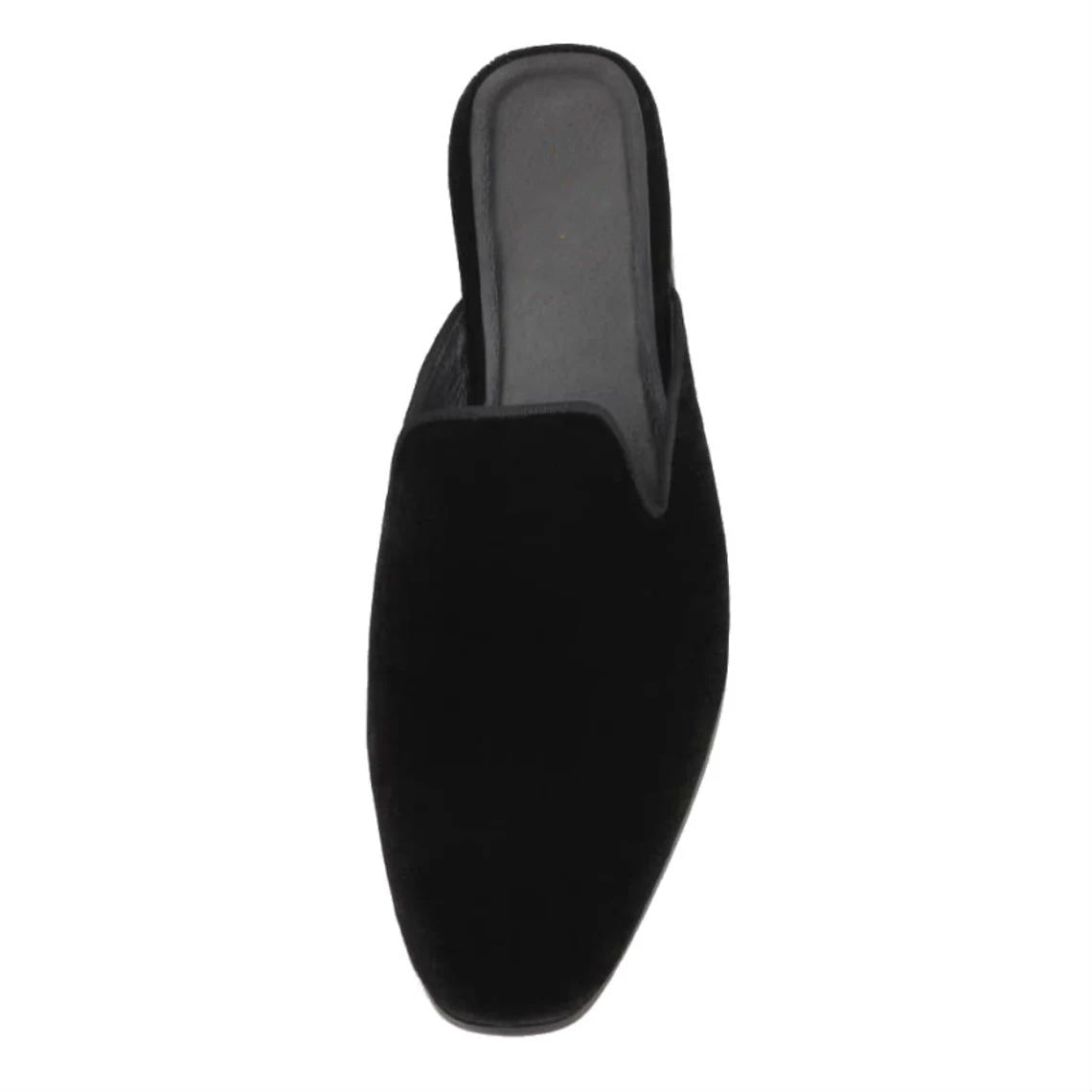 Black Plain Velvet Sandals Loafer Flats