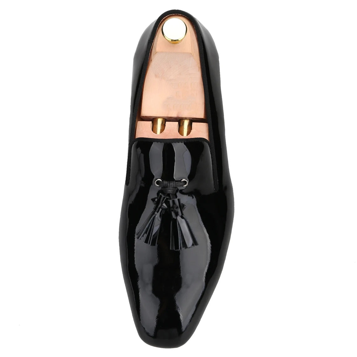 Men Black Leather Spiked Tassel Slippers Loafers Flats Prom Wedding