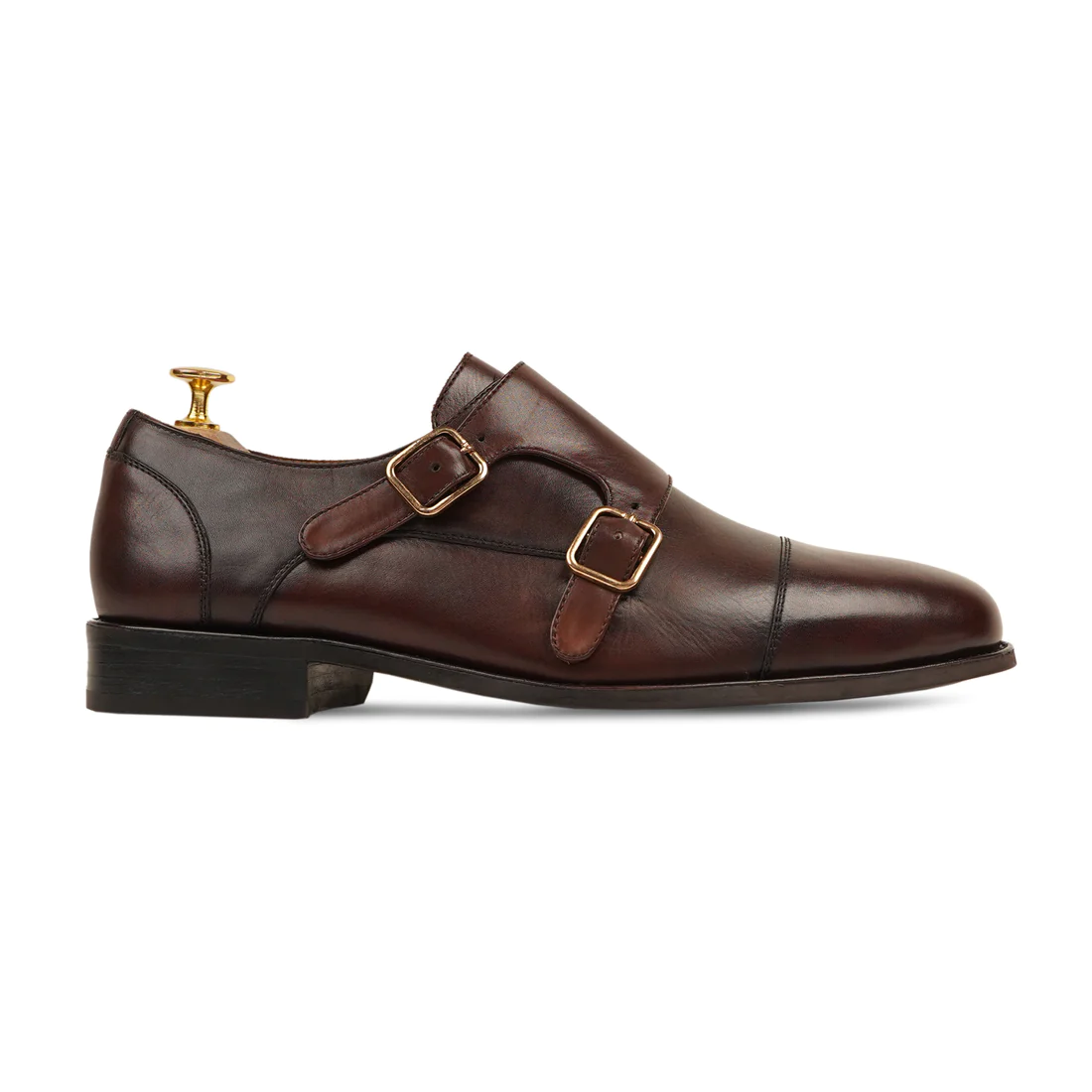 Men's Handmade Leather Shoes Double Monk Strap - Brown