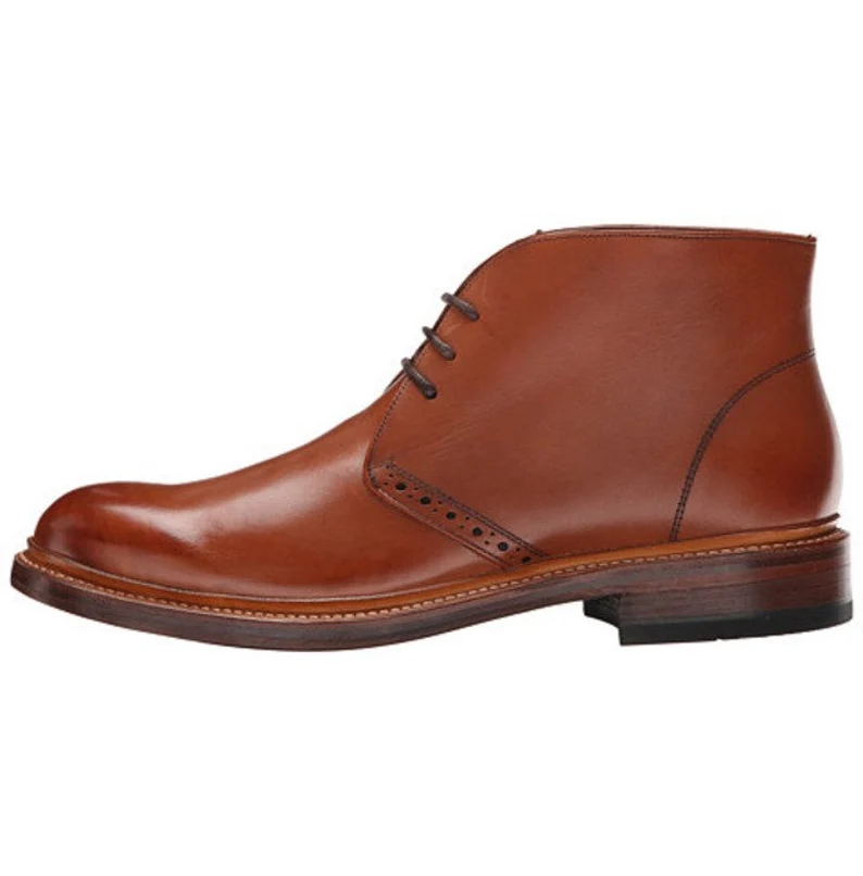 Men's Handmade Brown Leather Elegant Chukka Boots