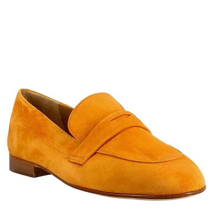 Women's Handmade Moccasin Orange Suede Loafer