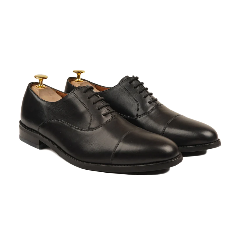 Men's Handmade Black Leather Formal Shoes - Hand Made by JB