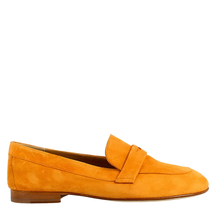 Women's Handmade Moccasin Orange Suede Loafer