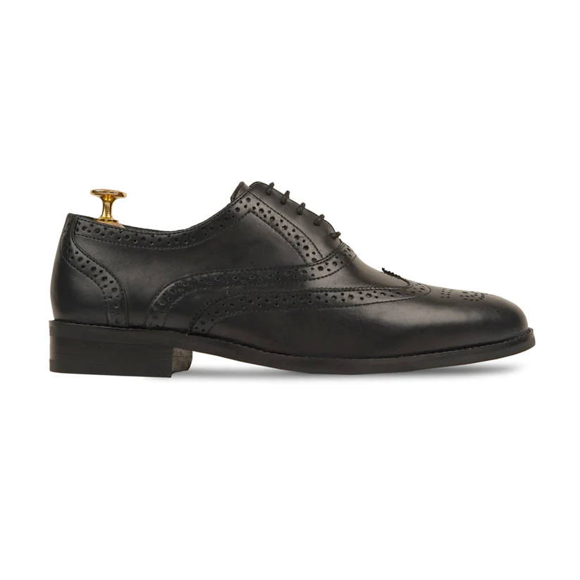 Men's Oxford Handmade Shoes Black Leather Brogue Wingtip Formal Shoe