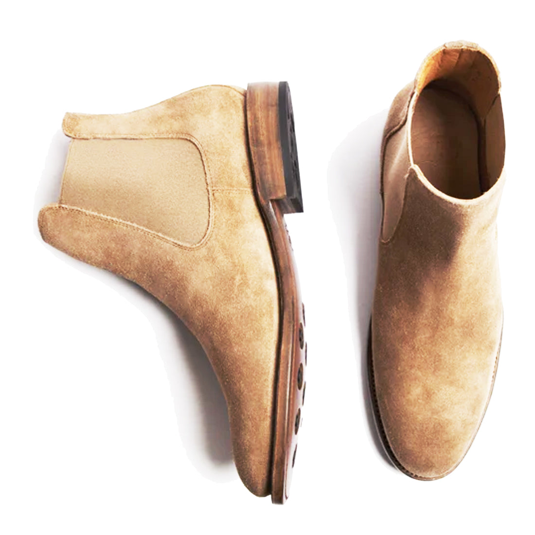 Men's Handmade Sandstone Suede Leather Elegant Chelsea Boots