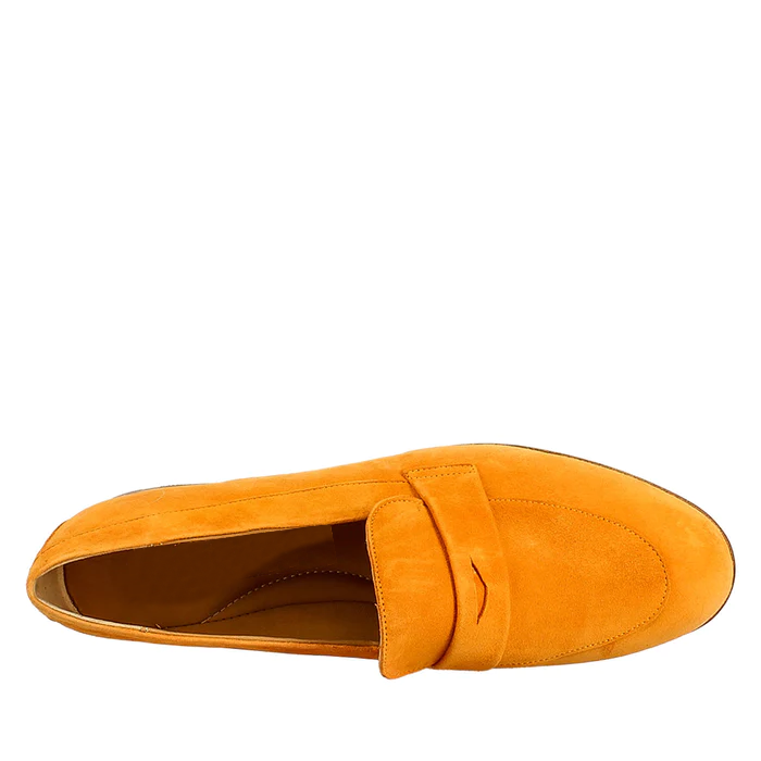 Women's Handmade Moccasin Orange Suede Loafer