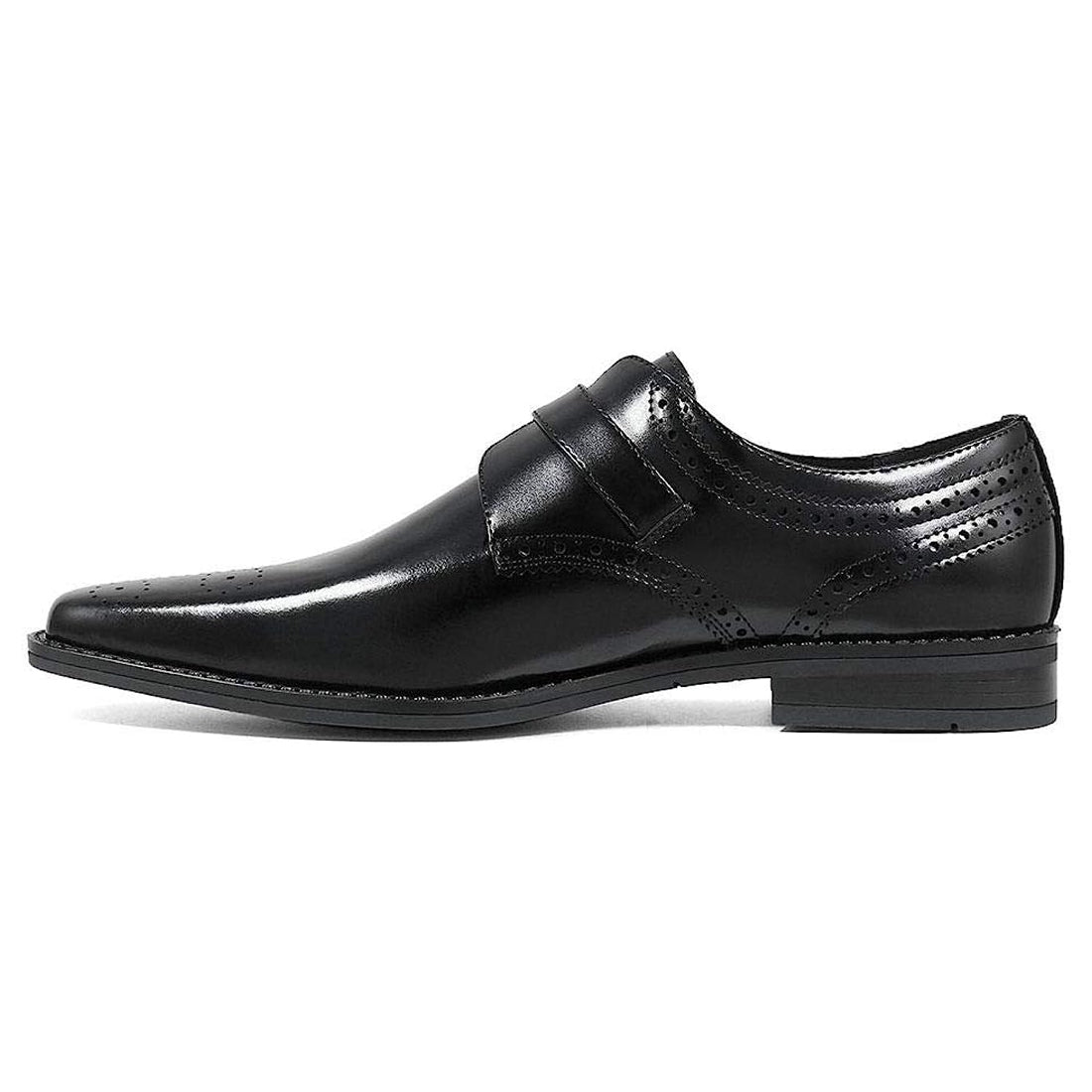 Men's Handmade Black Single Monk Leather Elegant Derby Shoes