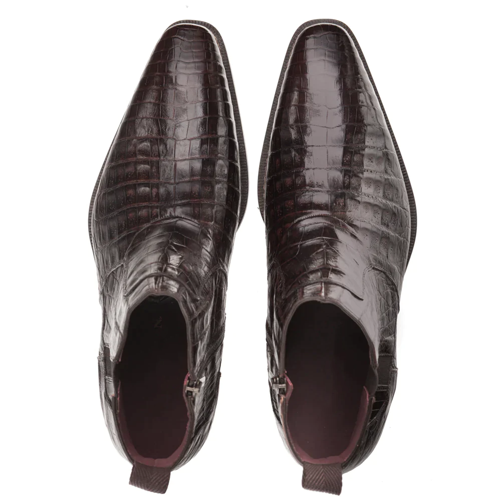 Men's Handmade Black Crocodile Leather Elegant Chelsea Boot