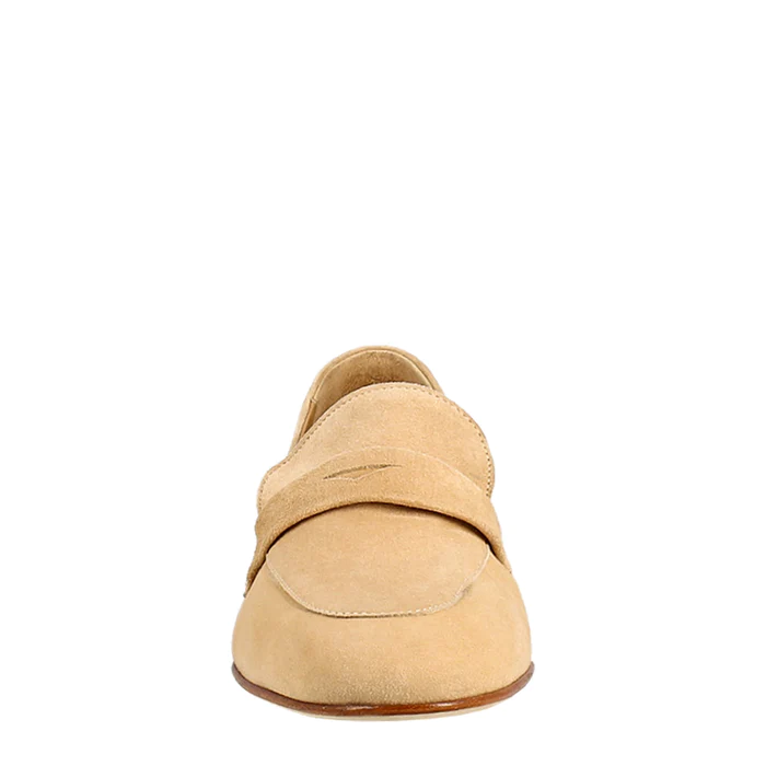 Women's Handmade Moccasin Beige Suede Loafer