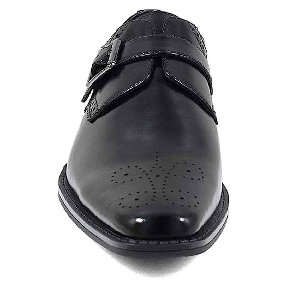 Men's Handmade Black Single Monk Leather Elegant Derby Shoes