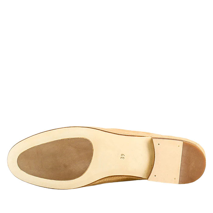 Women's Handmade Moccasin Beige Suede Loafer