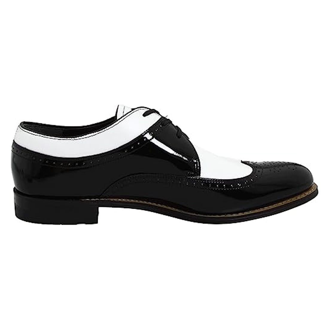 Men's Handmade Black/white Wing Tip Leather Elegant Derby Shoes