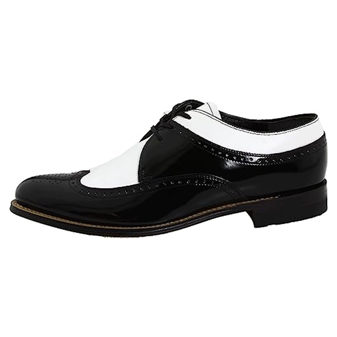 Men's Handmade Black/white Wing Tip Leather Elegant Derby Shoes