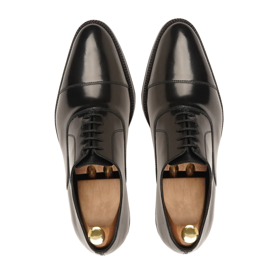 Men's Oxford Handmade Shoes Black Calf Leather Toe Cap Shoe