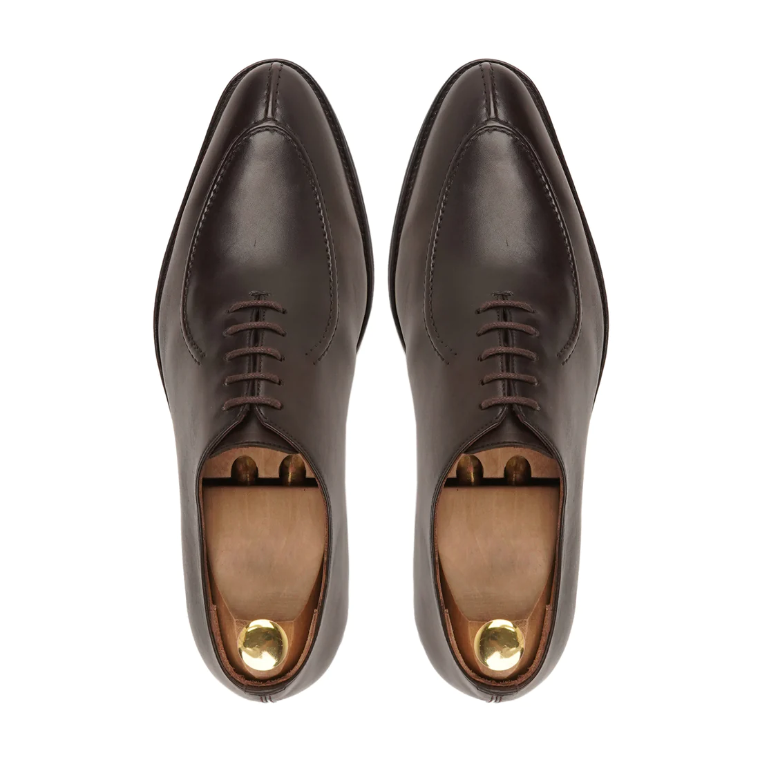 Men's Handmade Formal Shoes Brown Leather Corded Whole Cut