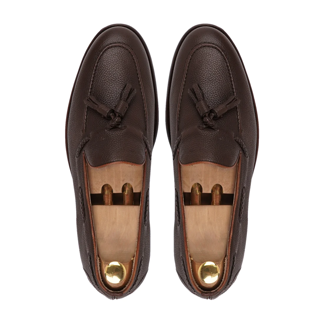 Men's Handmade Dark Brown Leather Tassels Elegant Formal Loafers