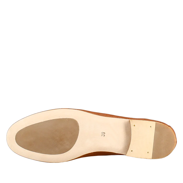 Women's Handmade Brown Leather Buckle Loafer