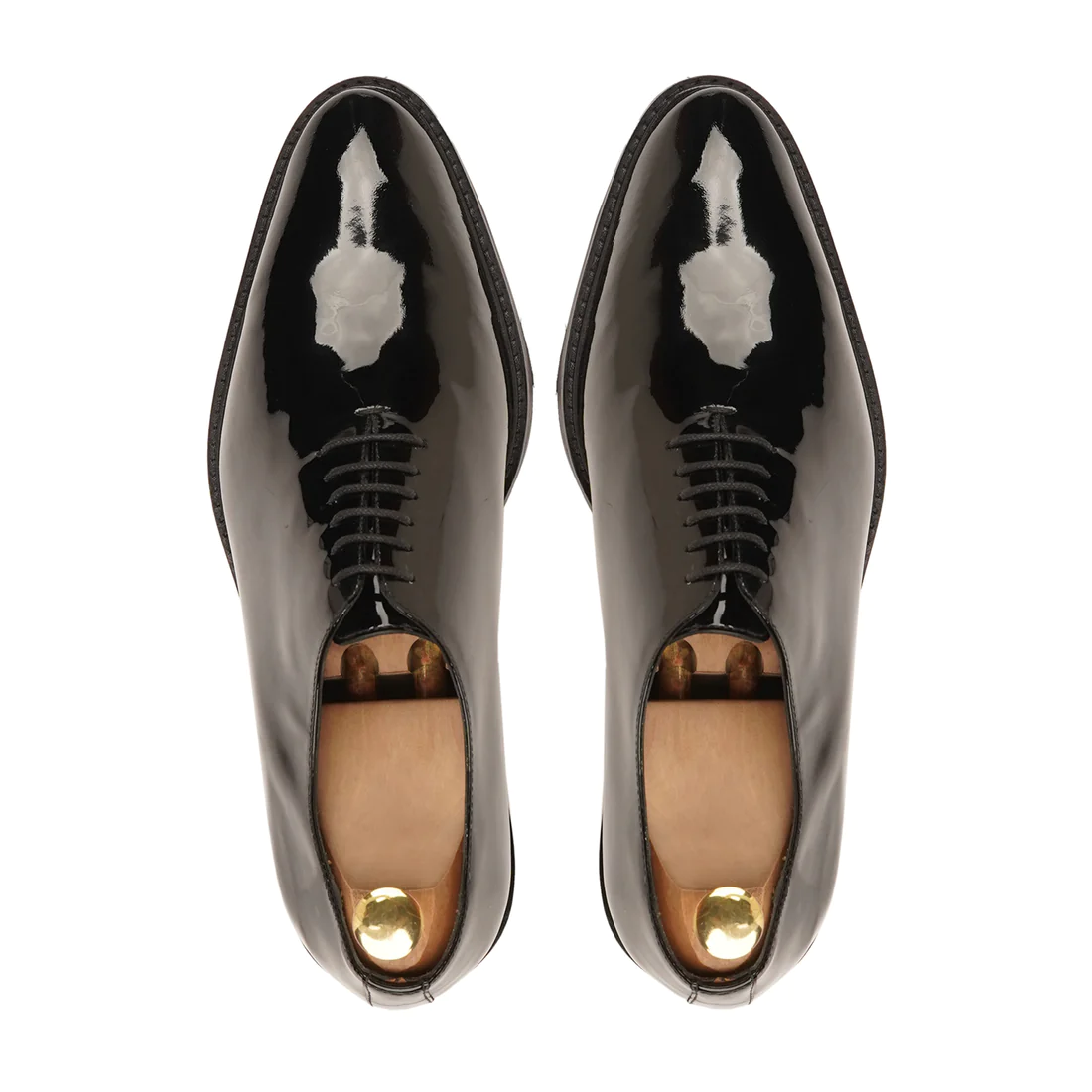 Men's Handmade Black Patent Leather Lace Up Elegant Formal Shoes