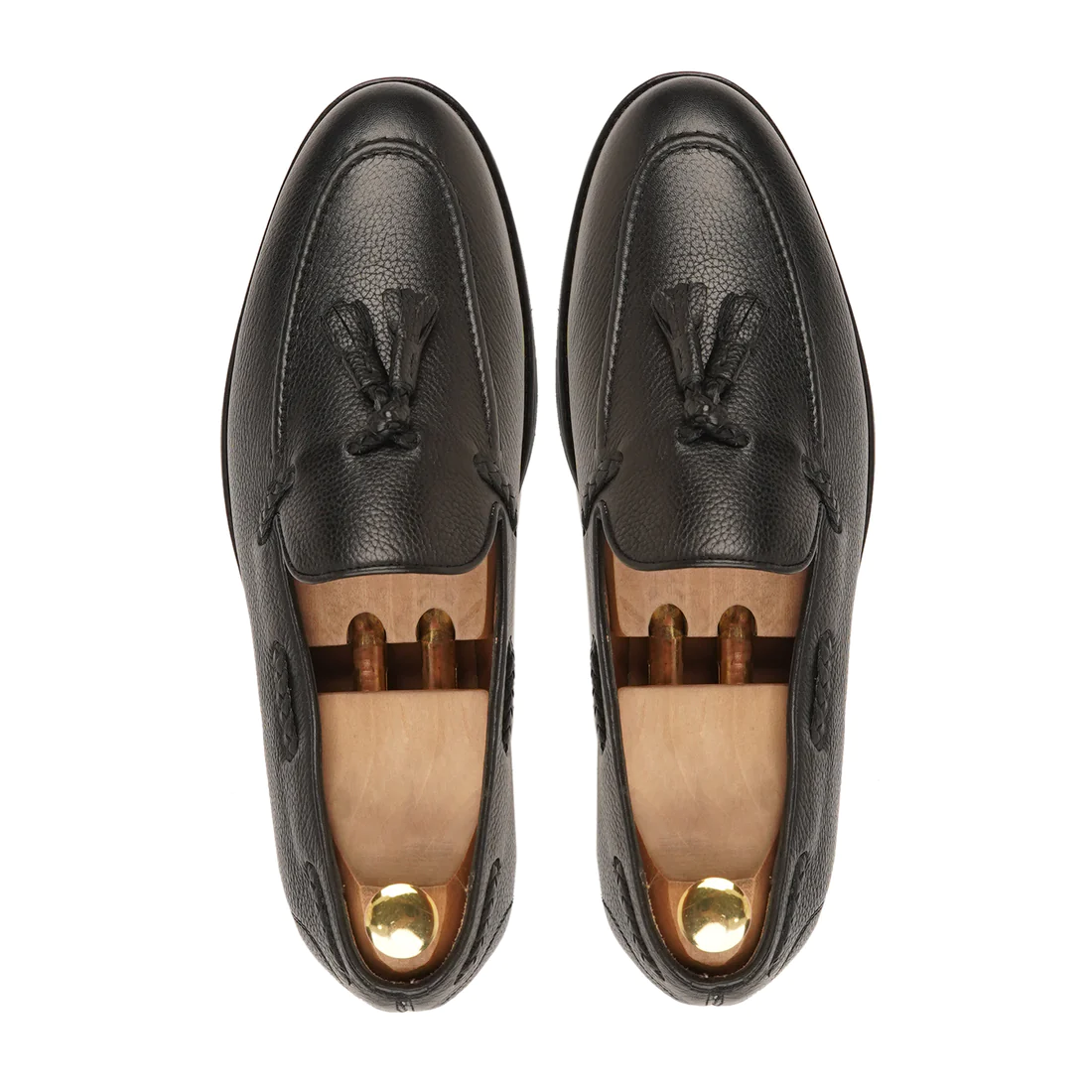 Men's Handmade Black Leather Tassels Elegant Formal Shoes