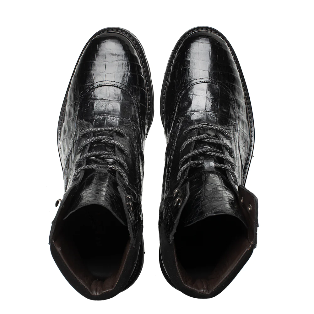 Men's Handmade Black Calf Leather Elegant Derby Boot