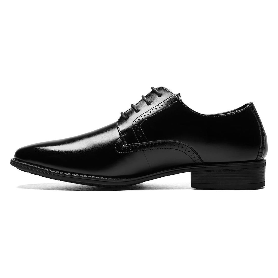 Men's Handmade Black Plain Toe Leather Elegant Derby Shoes