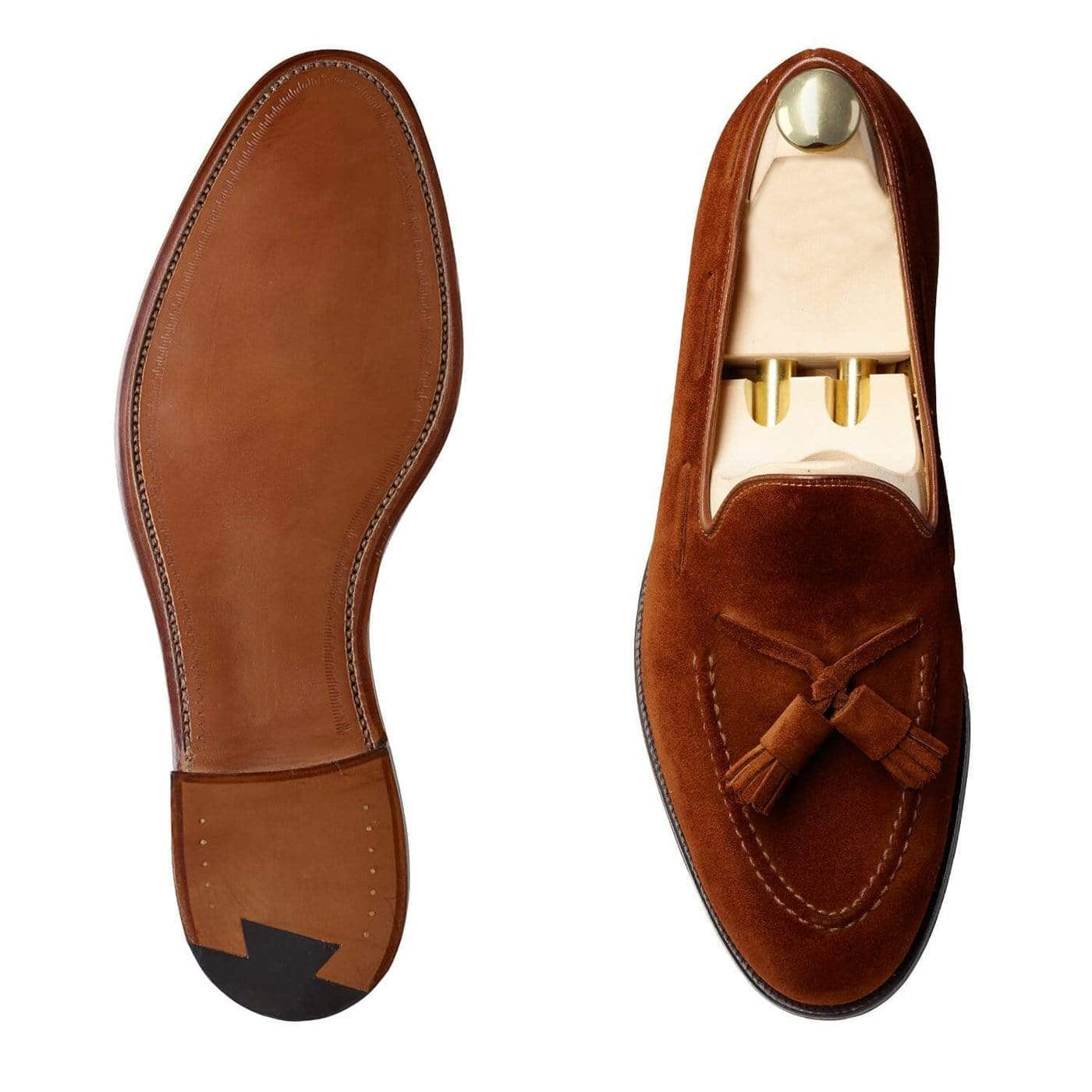 Men's Handmade Formal Shoes Tassels Polo Brown Calf Suede