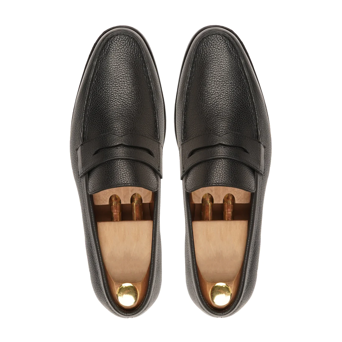 Men's Handmade Shoes Black Calf Leather Loafers