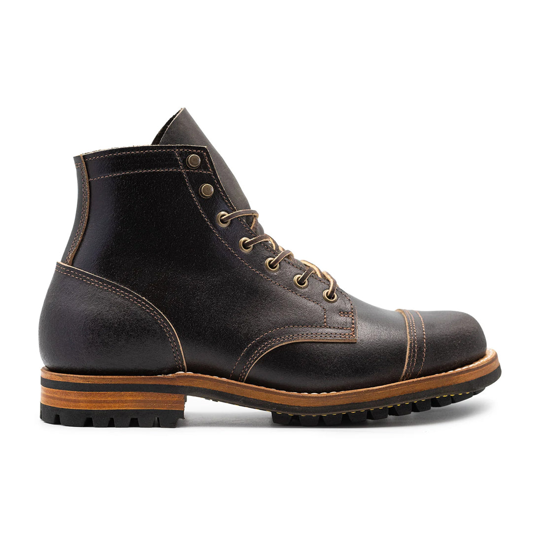 Men's Handmade Black Leather Lace up Derby Boots