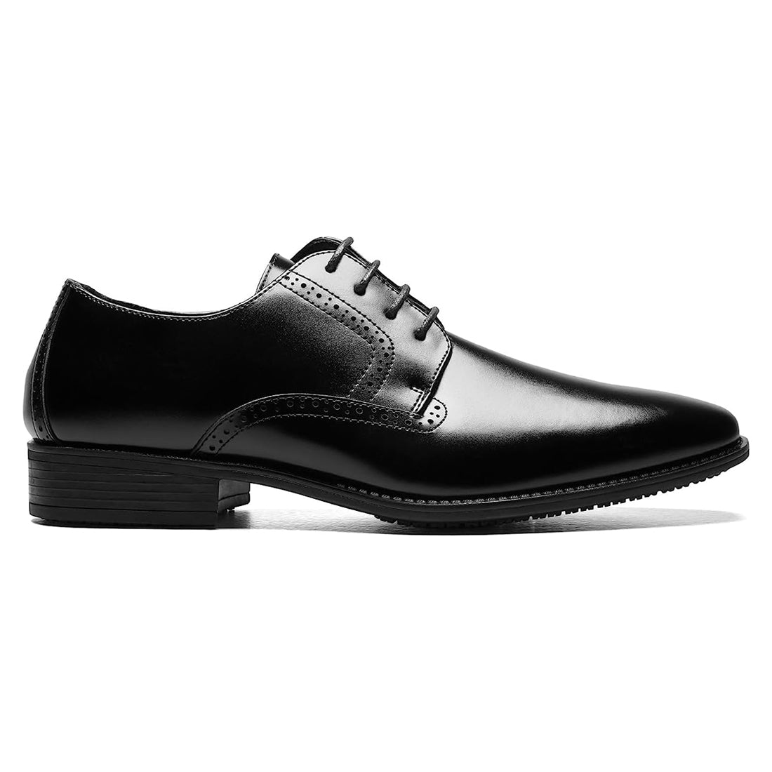 Men's Handmade Black Plain Toe Leather Elegant Derby Shoes