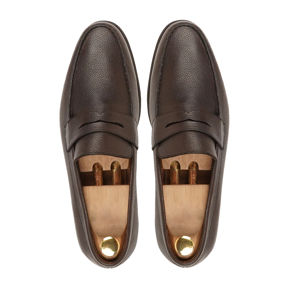 Men's Handmade Shoes Brown Calf Leather Loafers