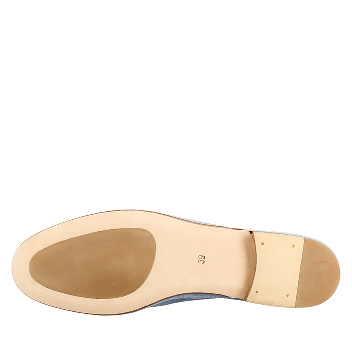 Women's Handmade Moccasin Blue Suede Loafer