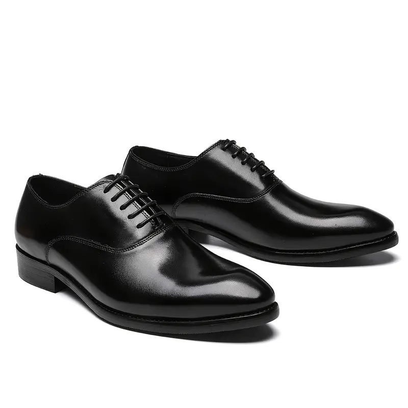 Men's Handmade Black Wing-tip Leather Elegant Pointed Toe Oxford Shoes