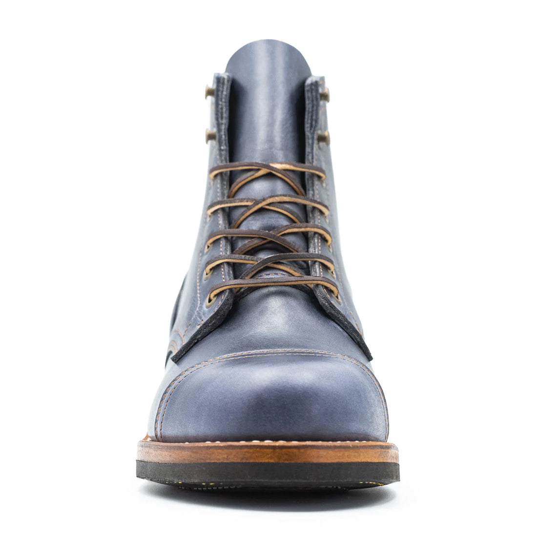 Men's Handmade Blue Leather Lace up Derby Boots