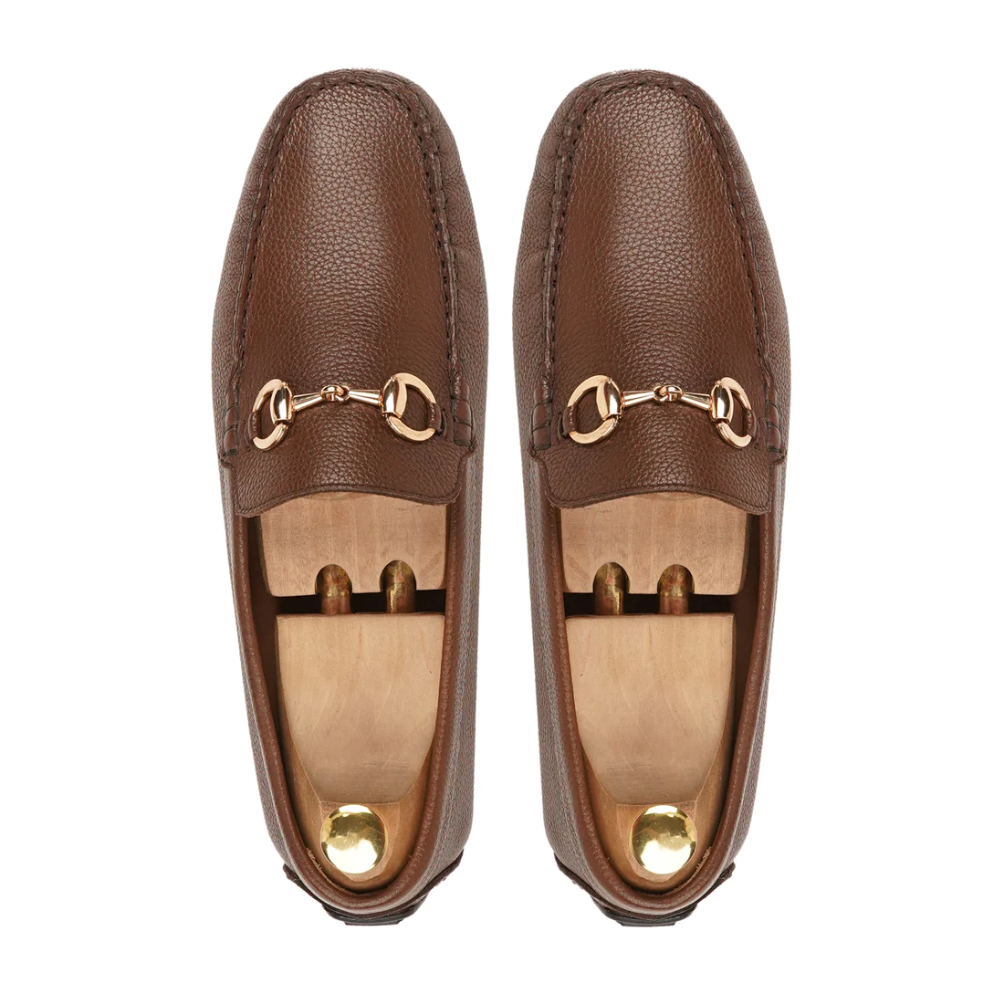 Men's Buckle Brown Calf Leather Loafers Shoes