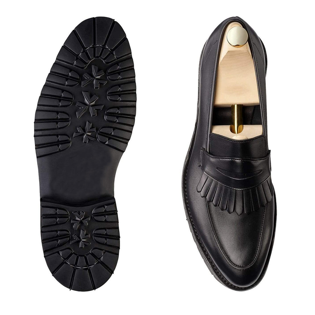 Women's Handmade Black Leather Penny Loafer