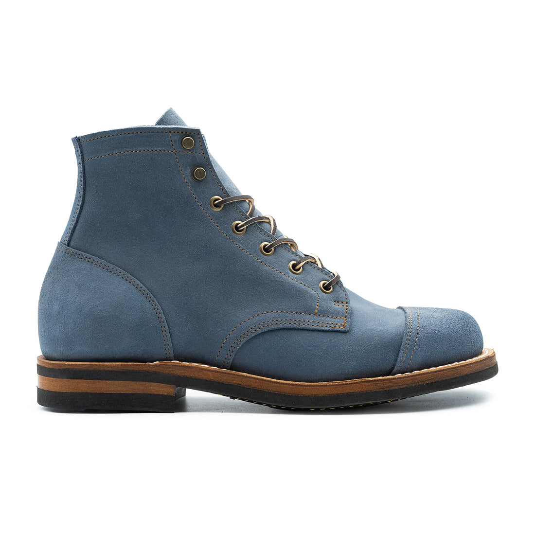 Men's Handmade Blue Leather Lace up Derby Boots