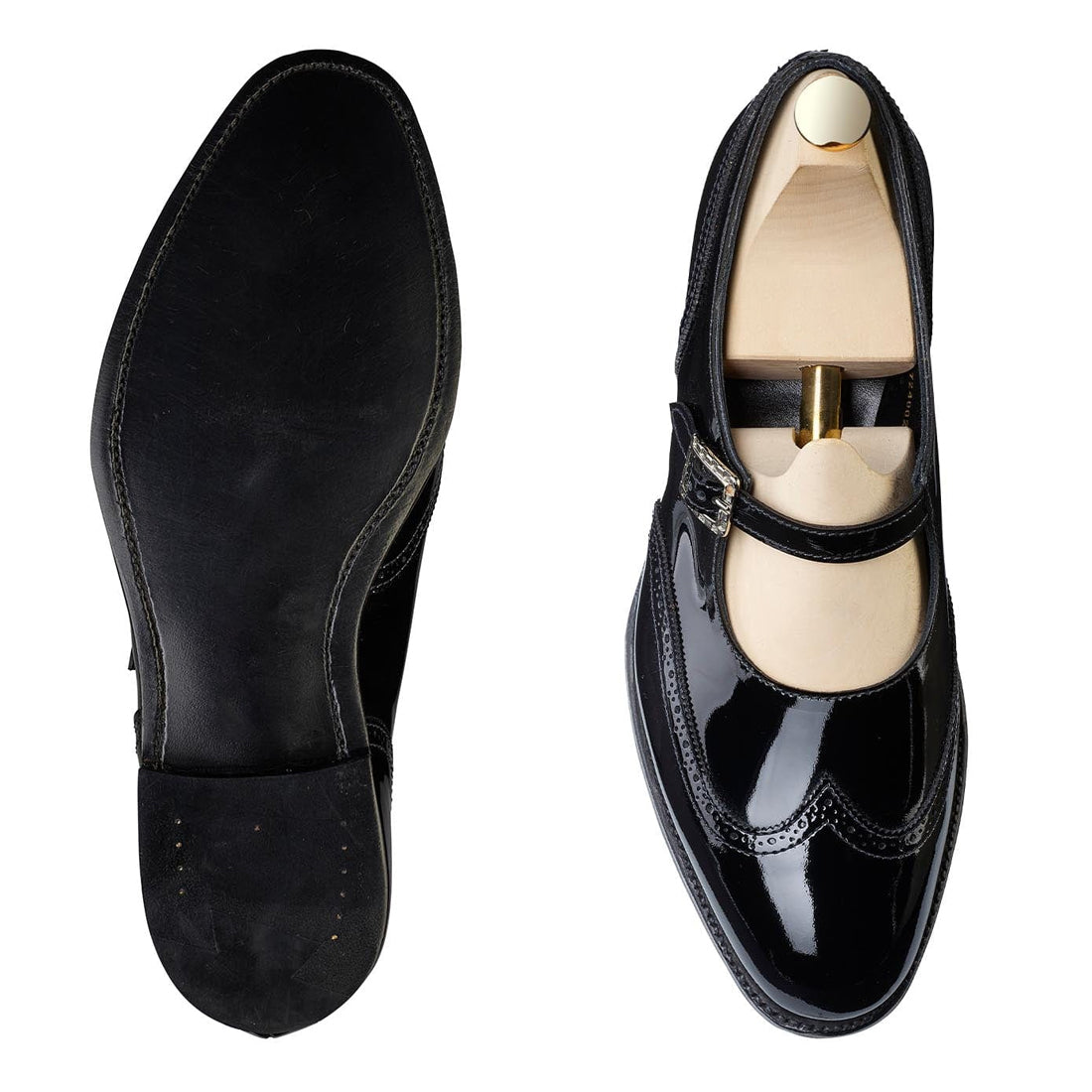 Women's Handmade Black Leather brogue wingtip Shoes