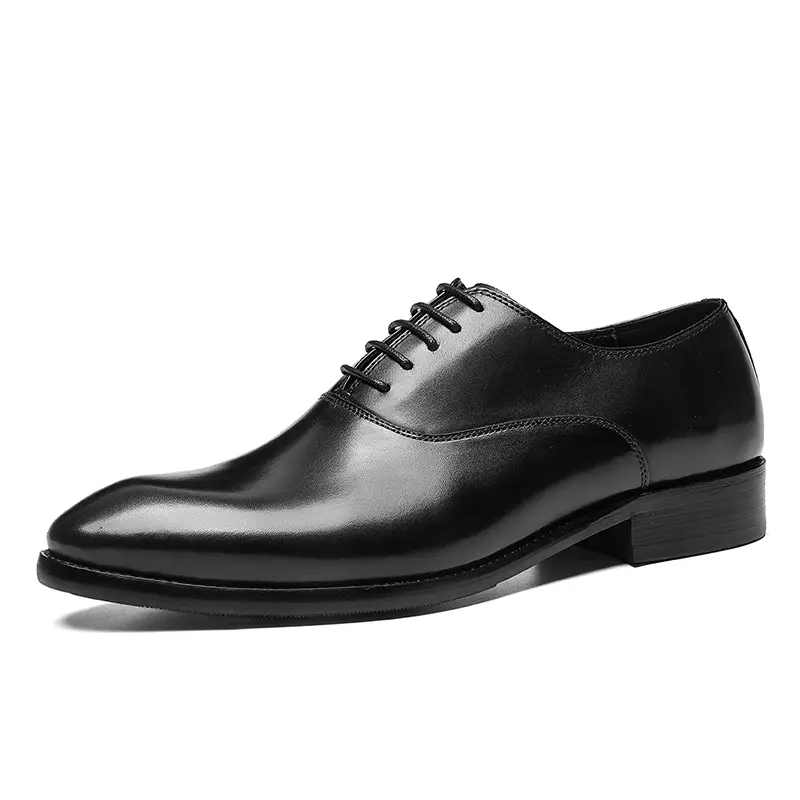 Men's Handmade Black Wing-tip Leather Elegant Pointed Toe Oxford Shoes