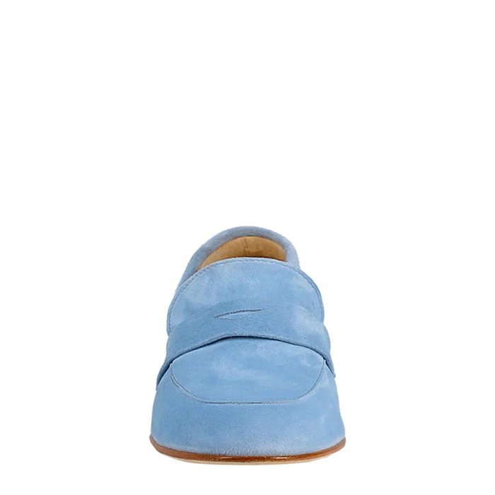 Women's Handmade Moccasin Blue Suede Loafer