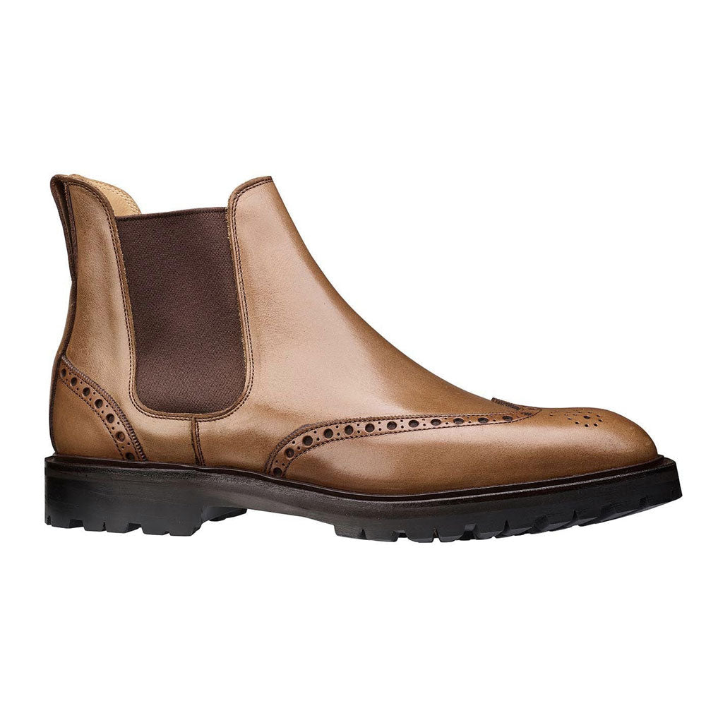 Men's Handmade Leather Elegant Full Brogue Chelsea Boots - Hand Made by JB