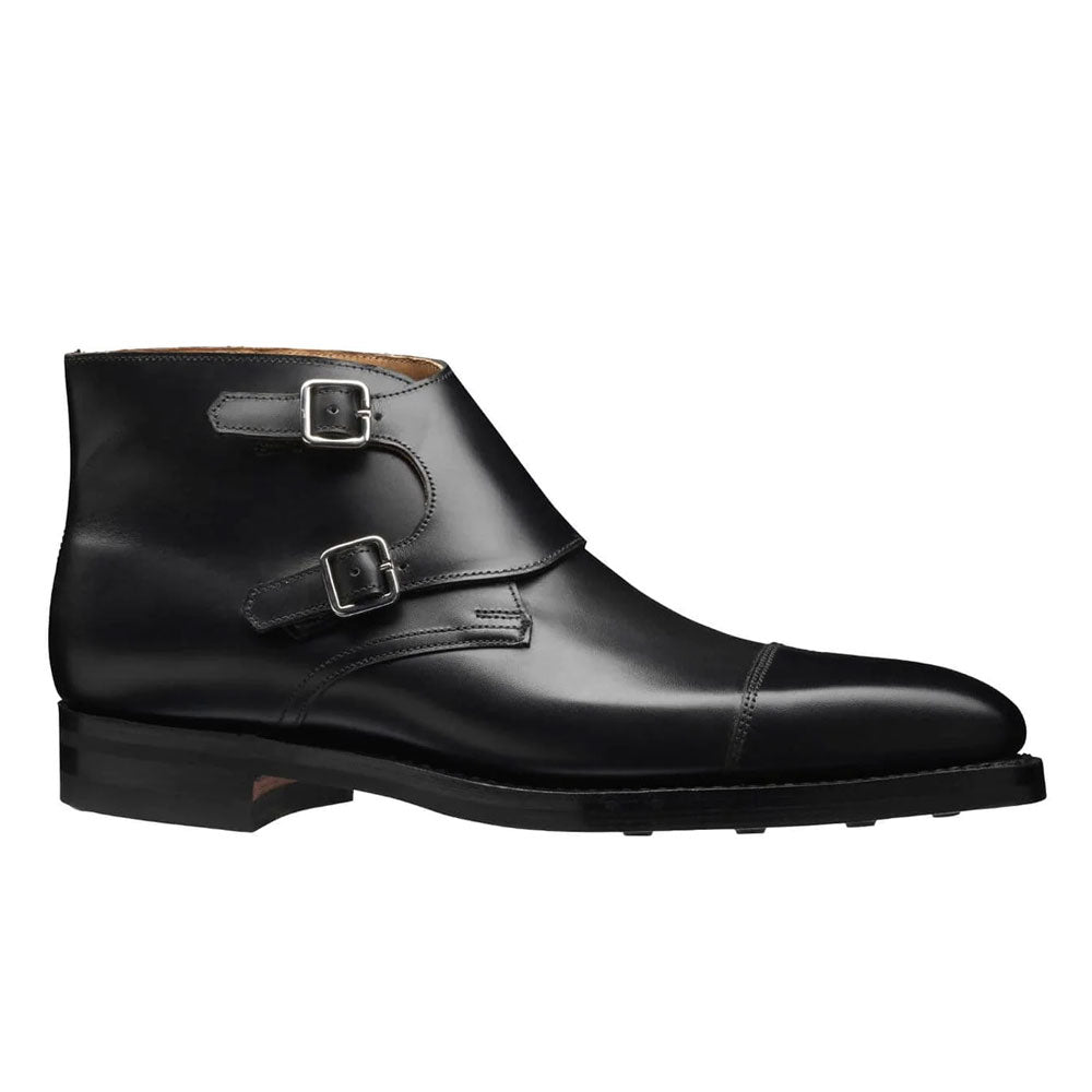 Men's Handmade Black Leather Double Buckle Boot with Toe Cap Elegant Chukka Boot - Hand Made by JB