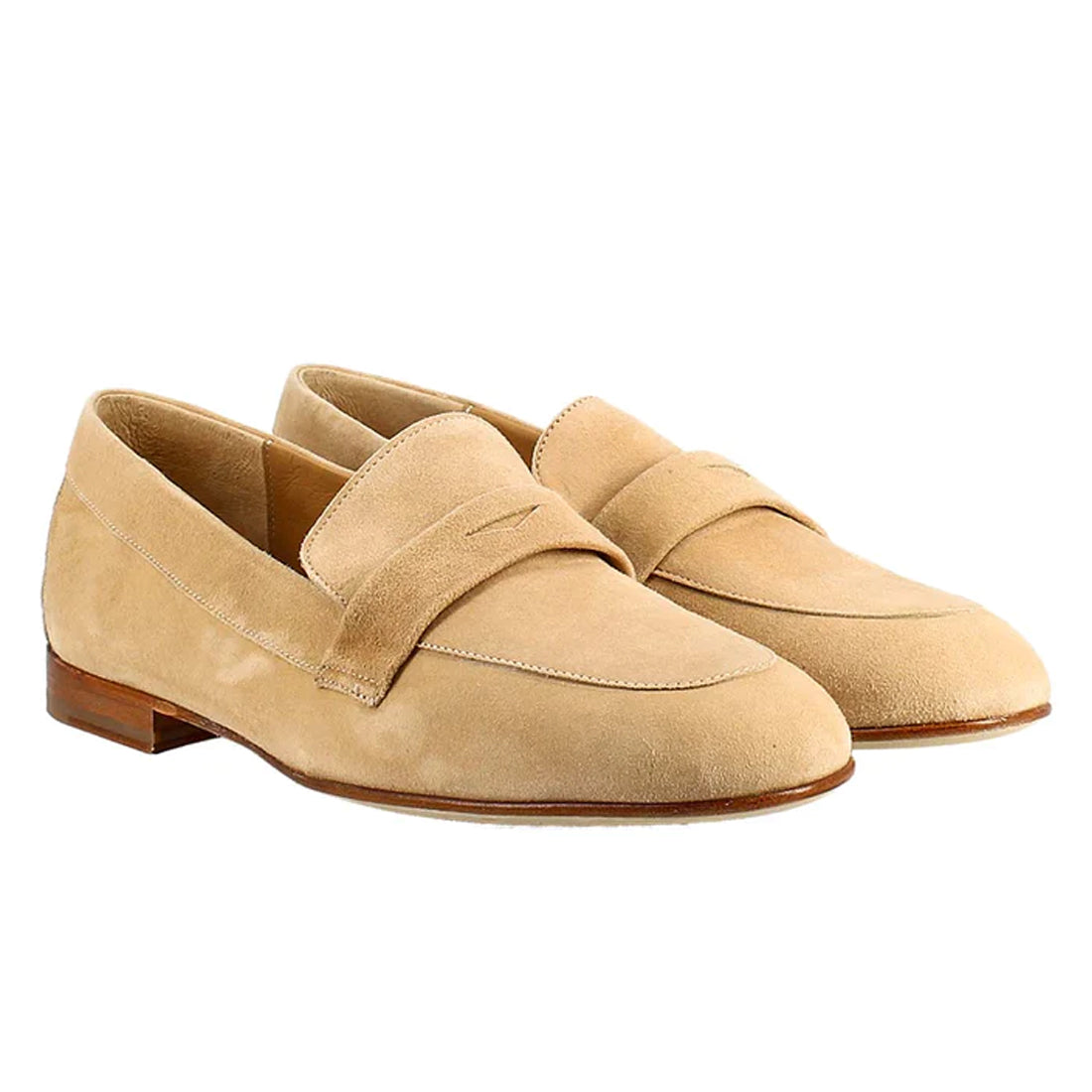 Women's Handmade Moccasin Beige Suede Loafer - Hand Made by JB