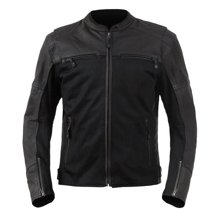 Motorcycle Leather and Mesh Black Racing Jacket - Hand Made by JB
