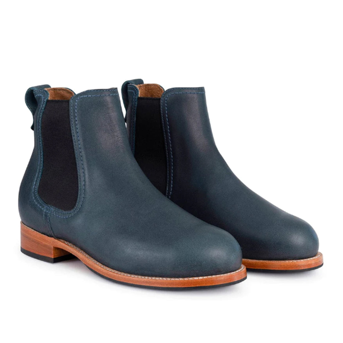 Women's Handmade Blue Leather Chelsea Boots - Hand Made by JB