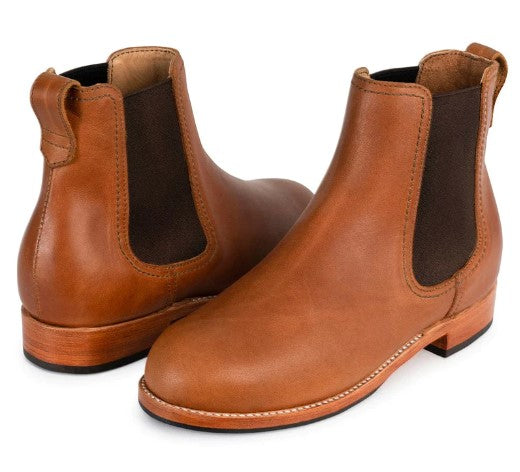 Women's Handmade Caramel Leather Chelsea Boots